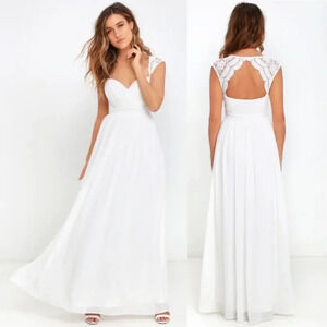 Lulu's Novela White Lace Maxi Dress Sweeheart Size L